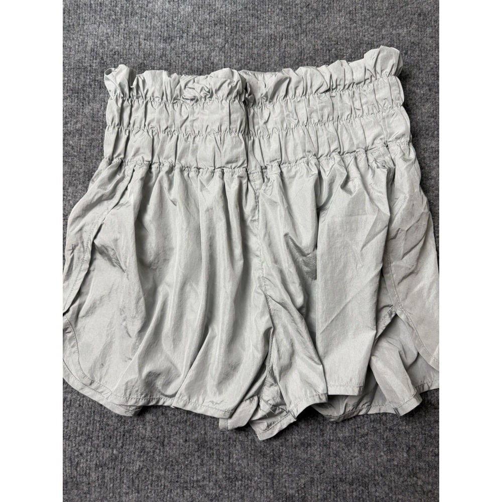 FP Movement Free People Womens XL Paperbag Waist Pull On Shorts Silver Gray